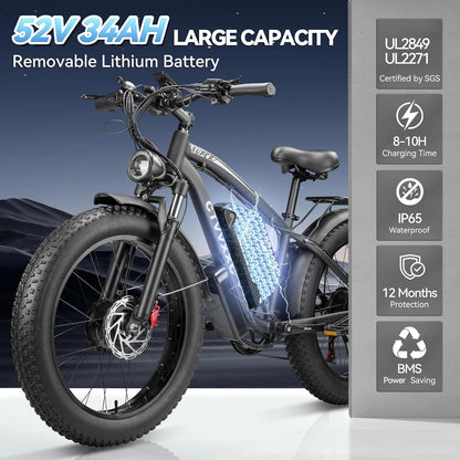 CTVVXXC 52V 34Ah Electric Bike Battery