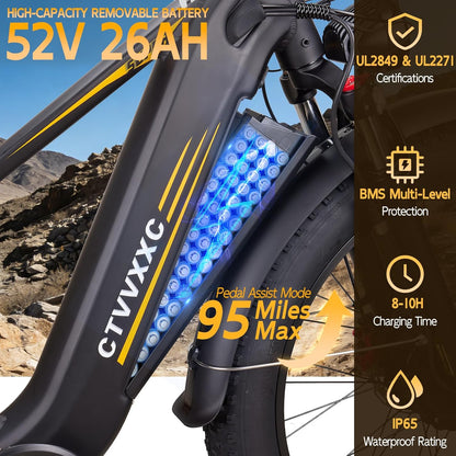 CTVVXXC 8000W Dual Motor Fat Tire Ebike Integrated Battery