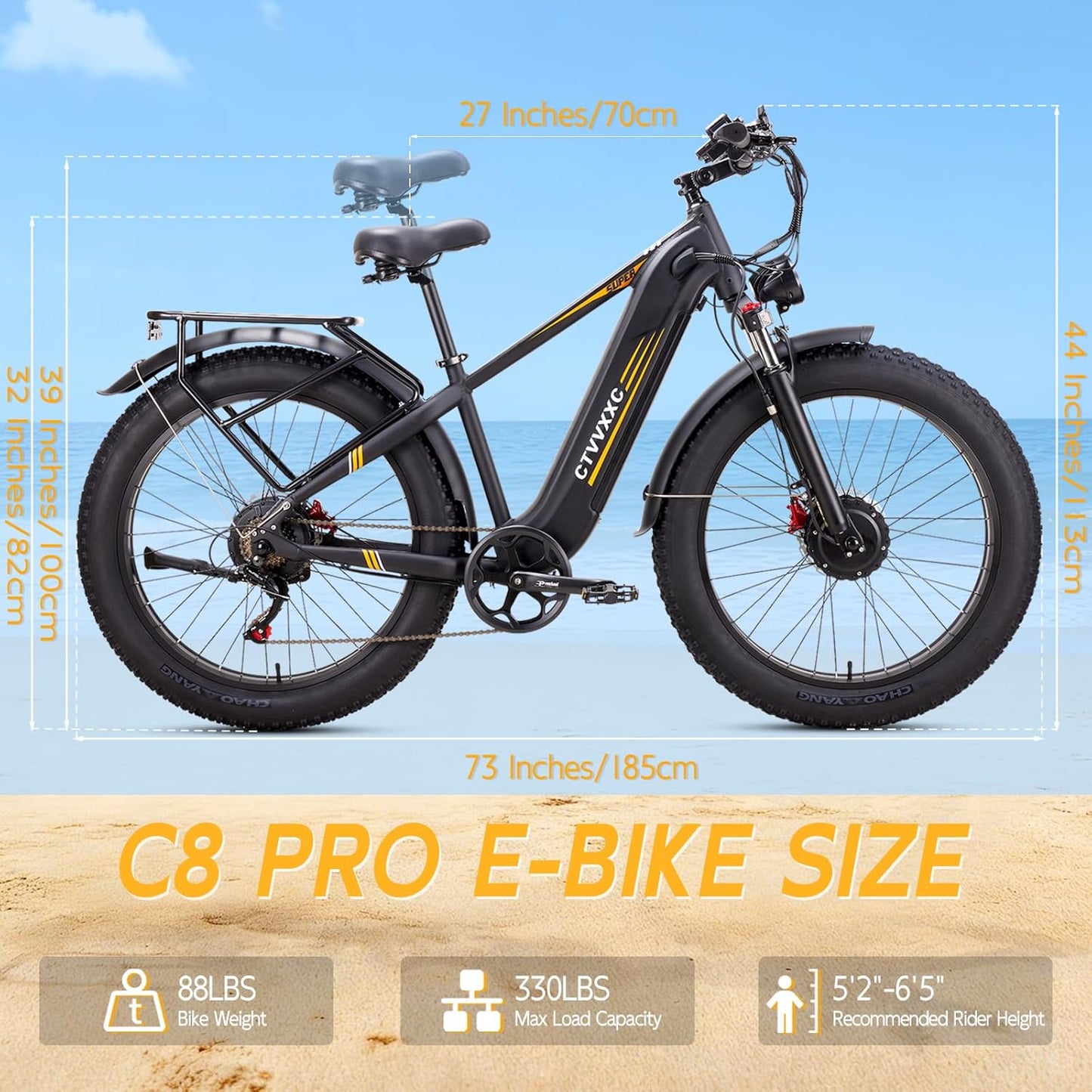 CTVVXXC 8000W Dual Motor Fat Tire Ebike Integrated Battery