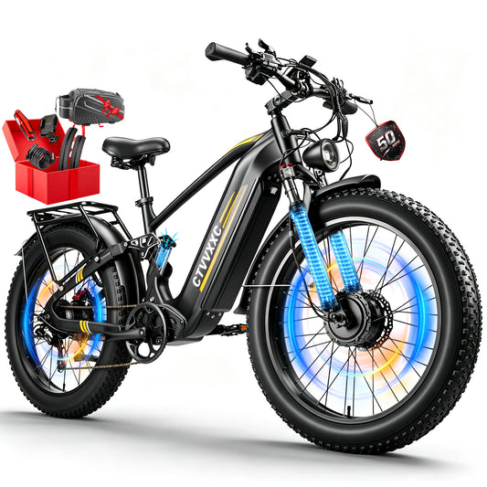 CTVVXXC C8 Max Dual Motor Full Suspension Ebike – 52MPH Max, 60V 45Ah, Up to 180 Miles
