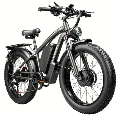 CTVVXXC EB2 Pro Dual Motor Ebike for Adults - 52V 34Ah Fast Electric Bike for Men Women 48 MPH,Up to 100 Miles,24" Fat Tire Lockable Suspension Electric Bicycle for Snow Off-Road Commuter Mountain E-Bike