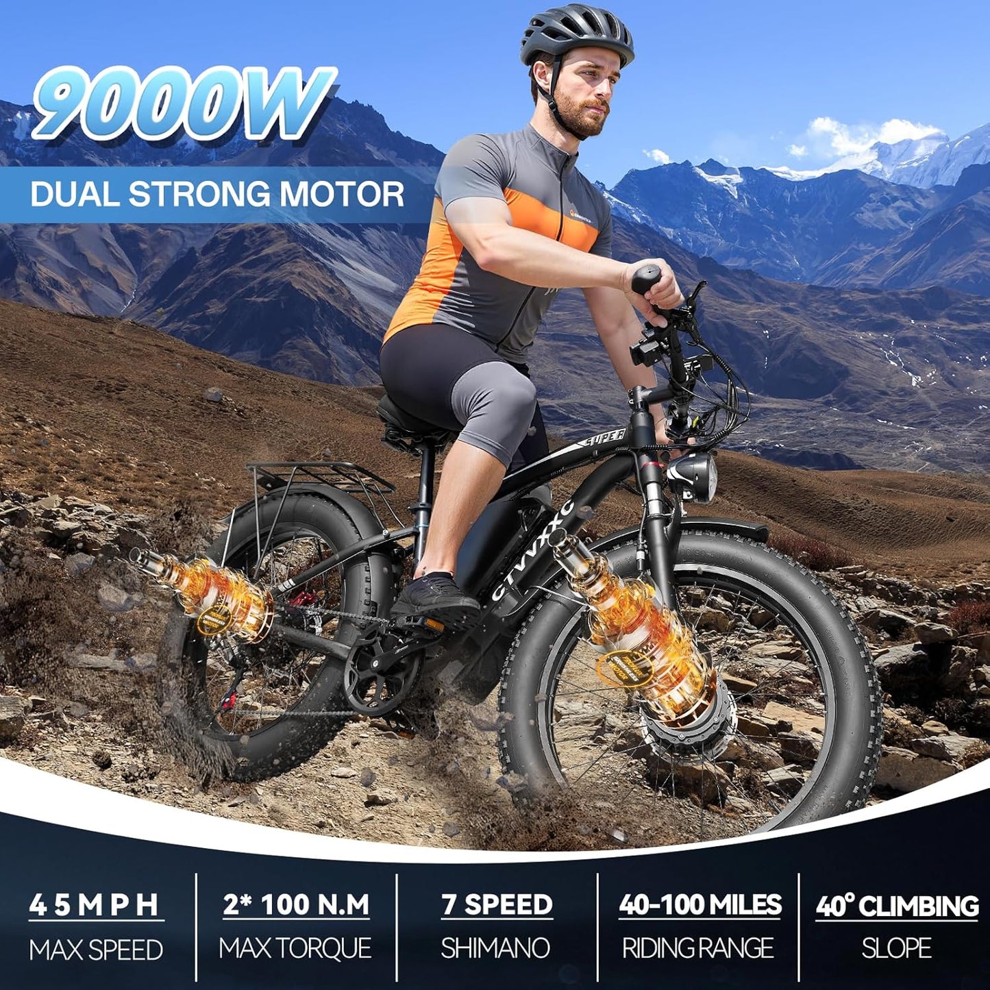 CTVVXXC 9000W Dual Motor Fat Tire Electric Bike