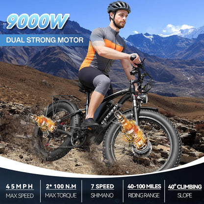 CTVVXXC 9000W Dual Motor Fat Tire Electric Bike