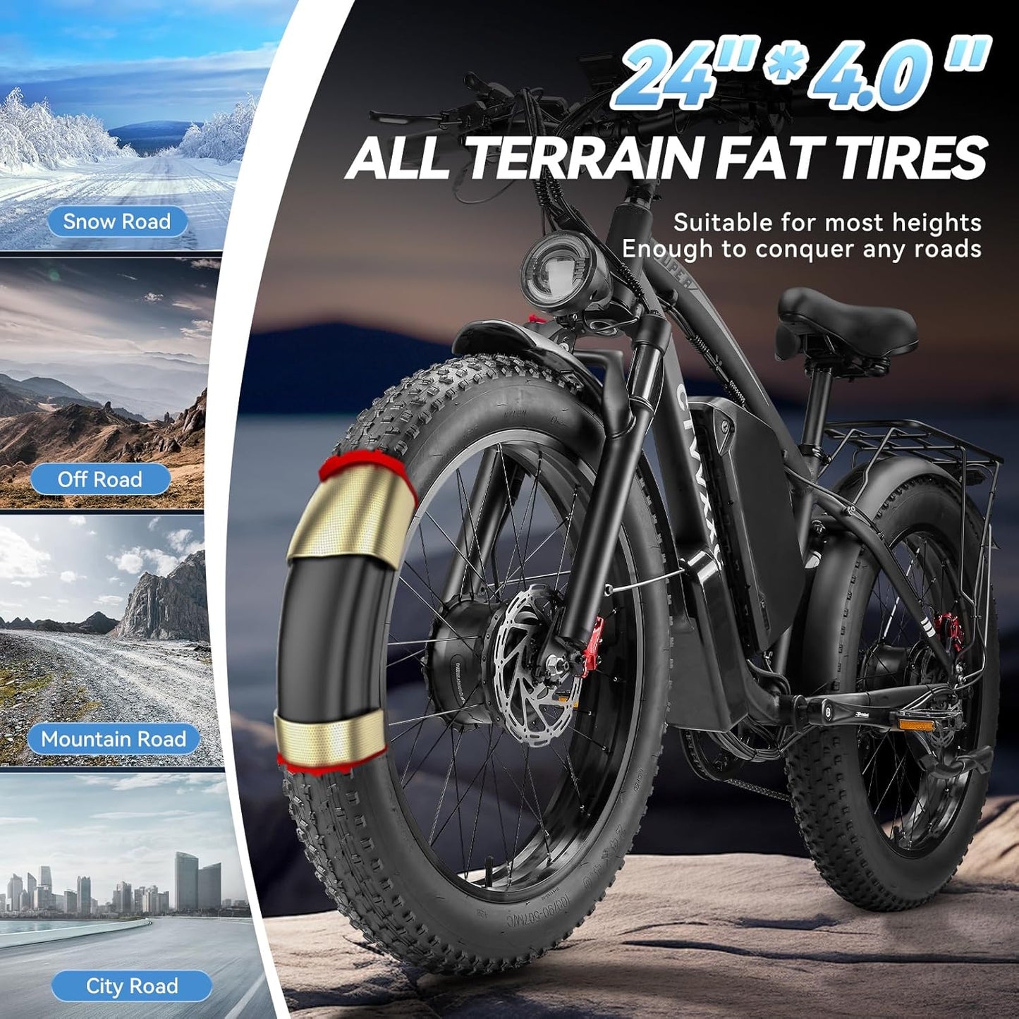 CTVVXXC 9000W Dual Motor Fat Tire Electric Bike