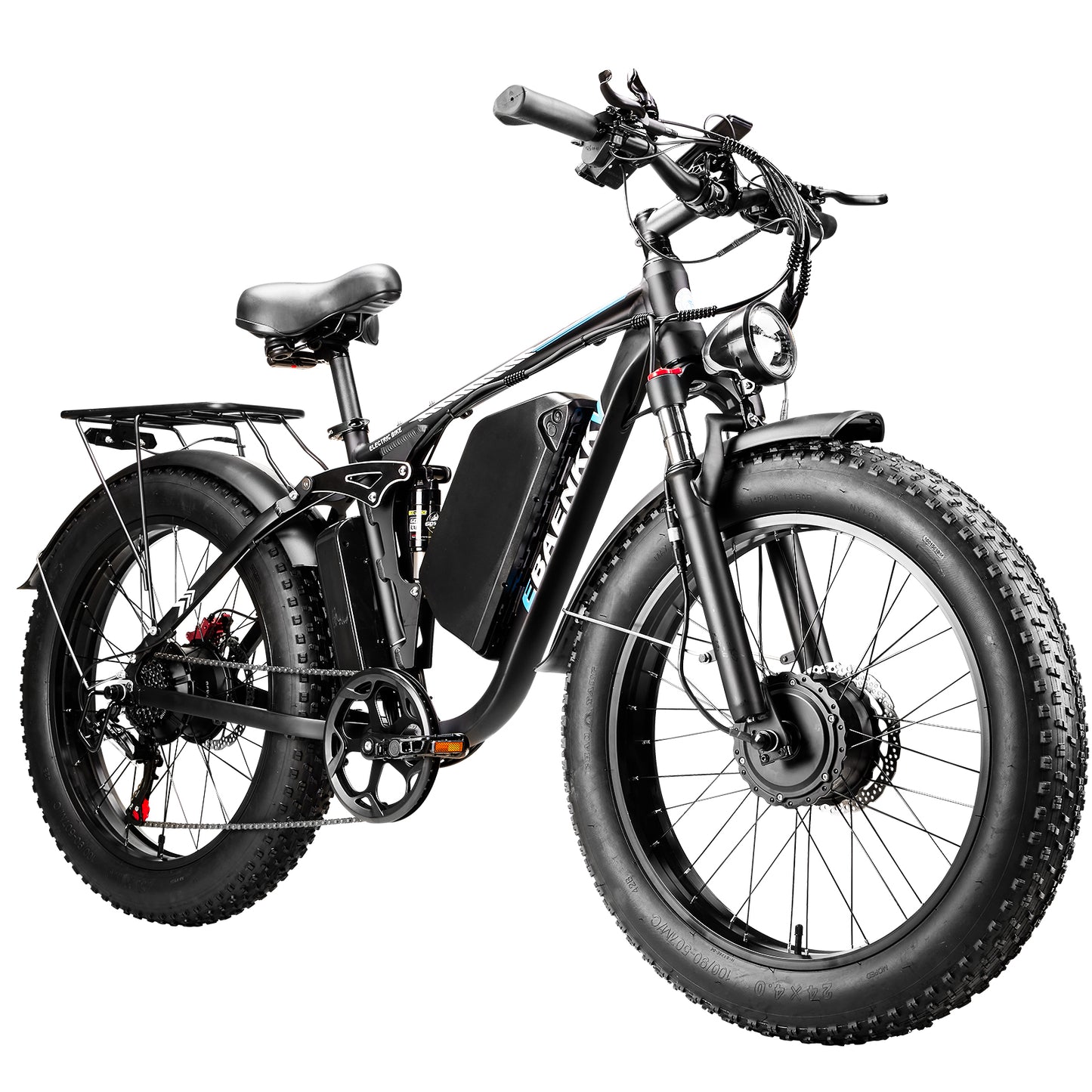 CTVVXXC EB7 Pro Dual Motor Electric Bike for Adults,24" Fat Tire Off-Road E-Bike, 48MPH Top Speed, 52V 34Ah Battery Long Range,Full Suspension & Dual Hydraulic Disc Brakes,All Terrain Ebike