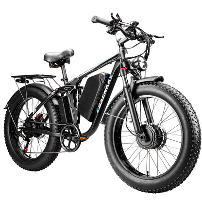 CTVVXXC EB7 Pro Dual Motor Electric Bike for Adults,24" Fat Tire Off-Road E-Bike, 48MPH Top Speed, 52V 34Ah Battery Long Range,Full Suspension & Dual Hydraulic Disc Brakes,All Terrain Ebike