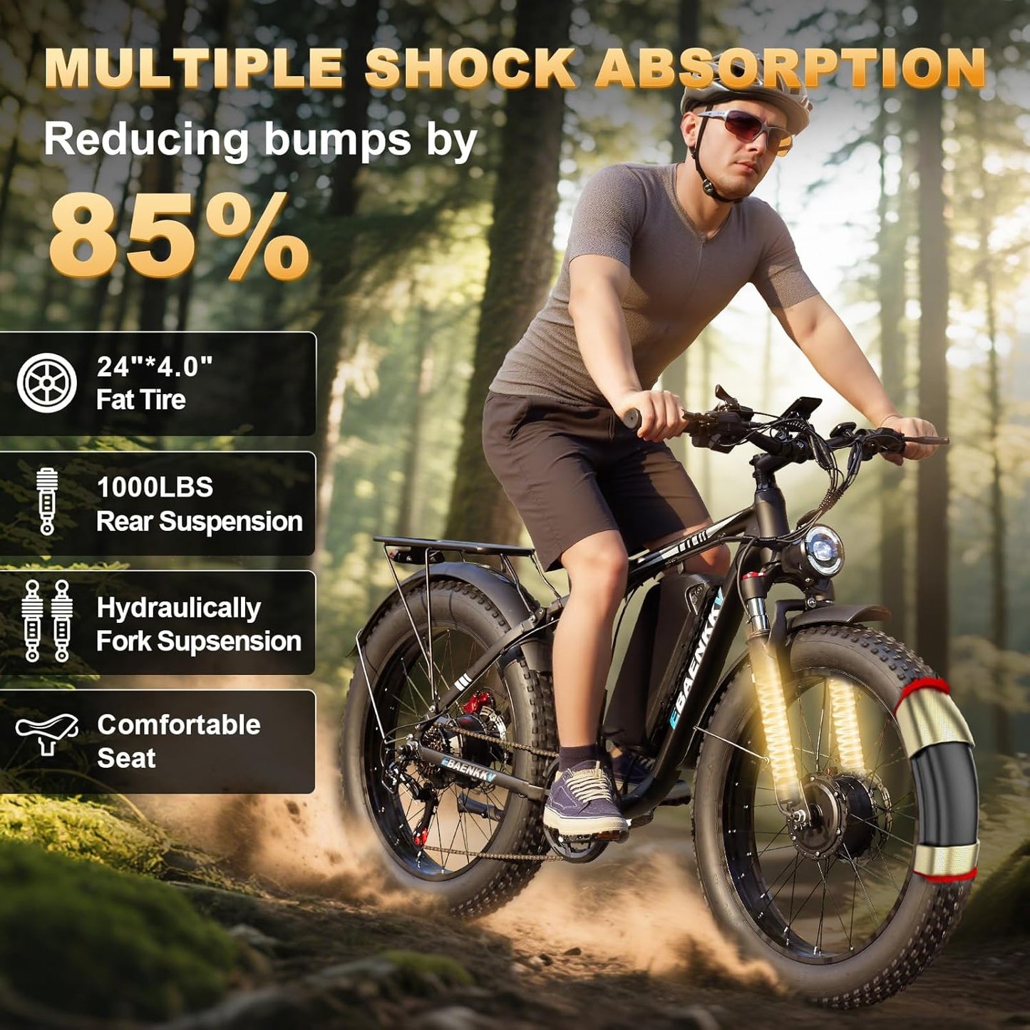 CTVVXXC EB7 Pro Dual Motor Electric Bike for Adults,24" Fat Tire Off-Road E-Bike, 48MPH Top Speed, 52V 34Ah Battery Long Range,Full Suspension & Dual Hydraulic Disc Brakes,All Terrain Ebike