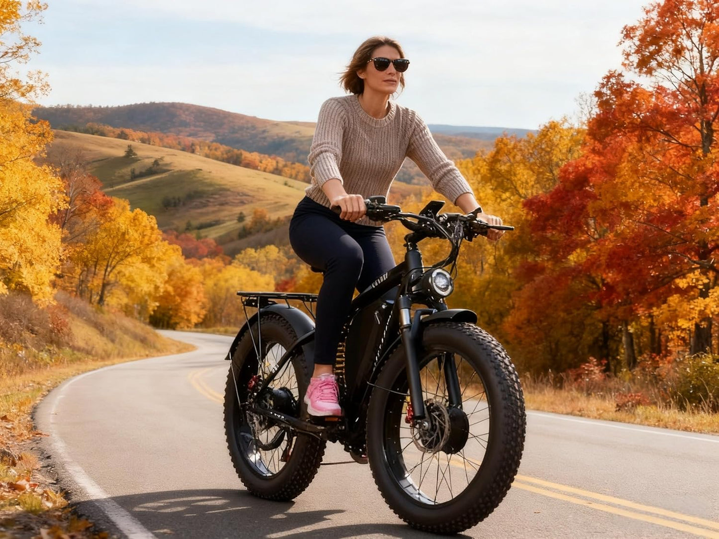 CTVVXXC EB7 Pro Dual Motor Electric Bike for Adults,24" Fat Tire Off-Road E-Bike, 48MPH Top Speed, 52V 34Ah Battery Long Range,Full Suspension & Dual Hydraulic Disc Brakes,All Terrain Ebike